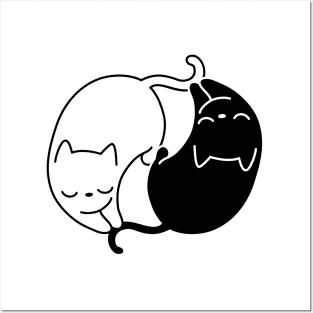 Yin Yang Cat Sisters Posters and Art